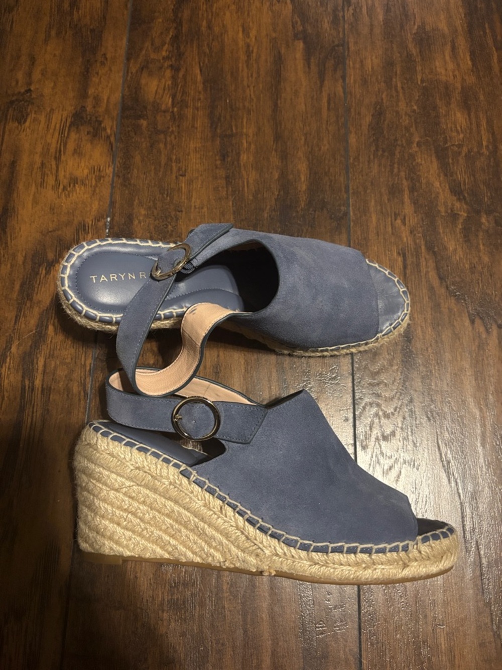 Women’s Taryn Rose Blue Suede Espadrille Slingback Wedges Size 7 - Picture 3 of 6